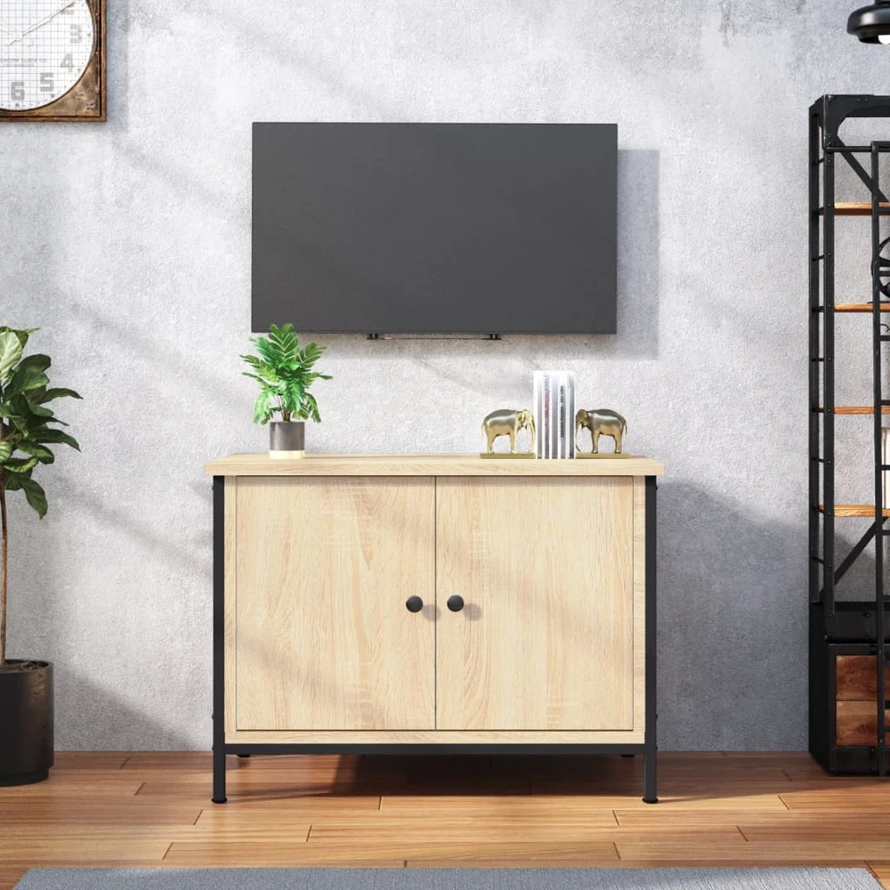 TV staliukas TV spintelė su durelėmis, ąžuolo, 60x35x45cm, mediena