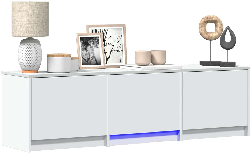 TV staliukas TV spintelė su LED 140 x 34 x 40 cm Baltas Dirbtinė mediena