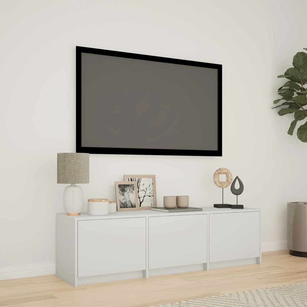 TV staliukas TV spintelė su LED 140 x 34 x 40 cm Baltas Dirbtinė mediena