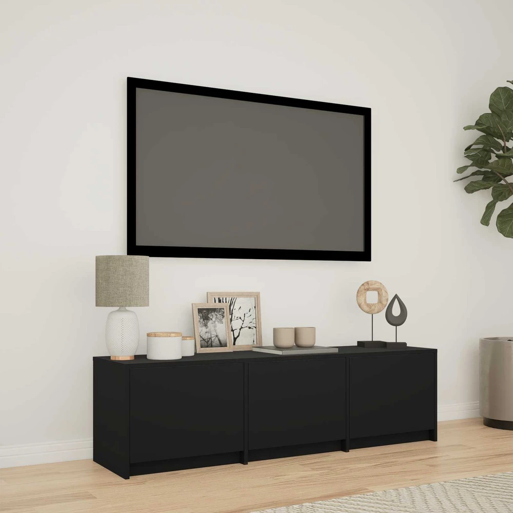 TV staliukas TV spintelė su LED 140 x 34 x 40 cm Juodas Dirbtinė mediena