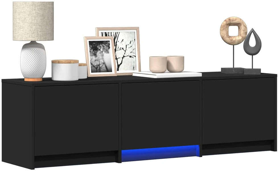 TV staliukas TV spintelė su LED 140 x 34 x 40 cm Juodas Dirbtinė mediena