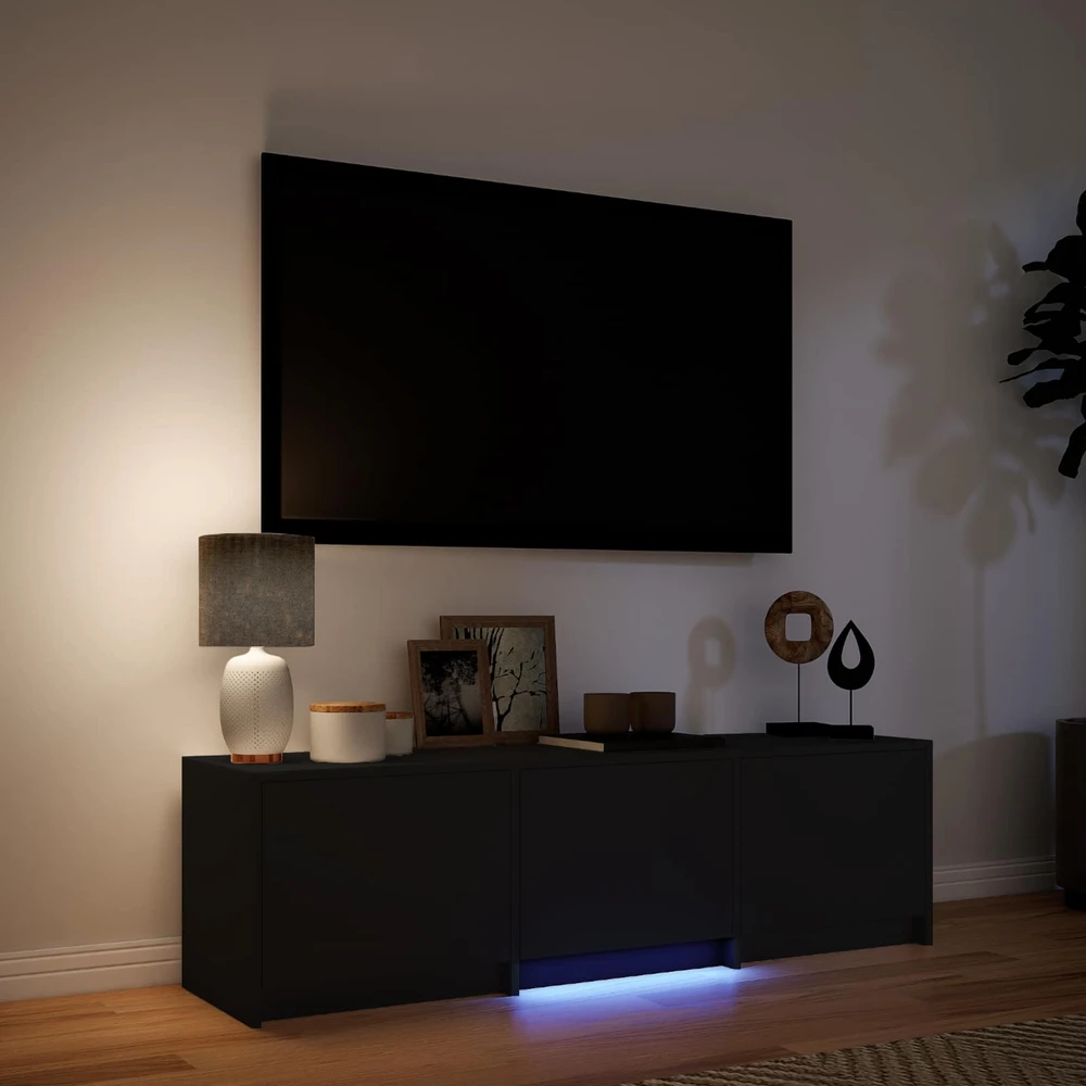TV staliukas TV spintelė su LED 140 x 34 x 40 cm Juodas Dirbtinė mediena
