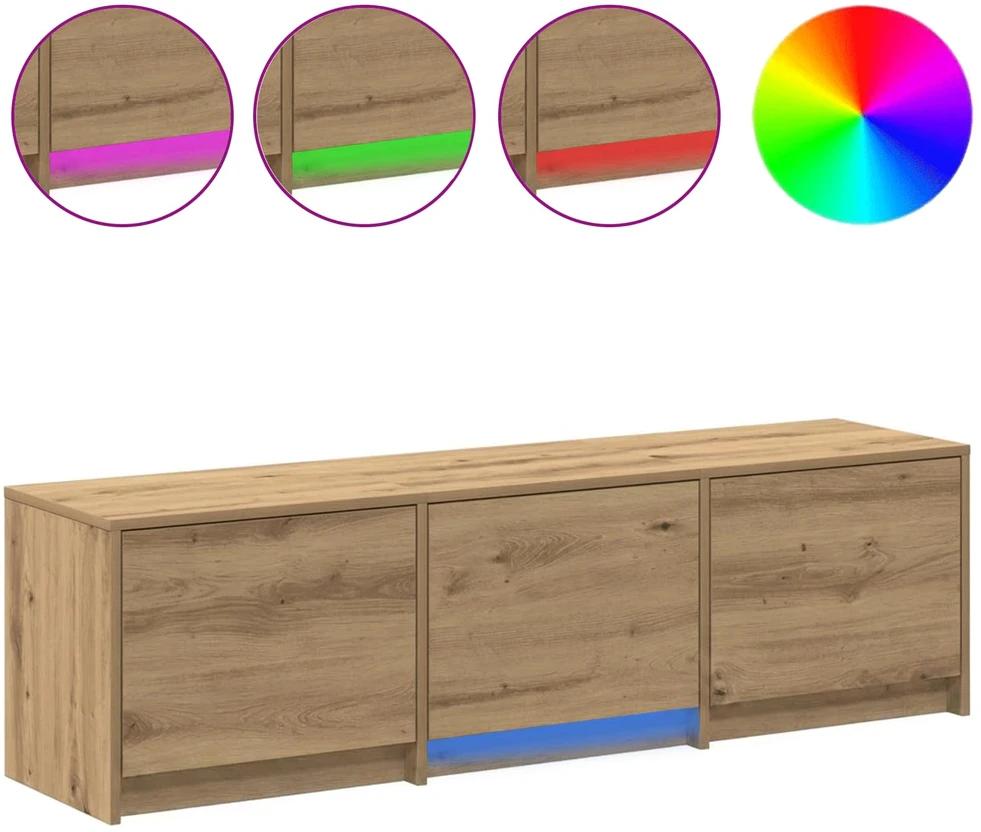 TV staliukas TV spintelė su LED 140 x 34 x 40 cm Meistrų ąžuolas