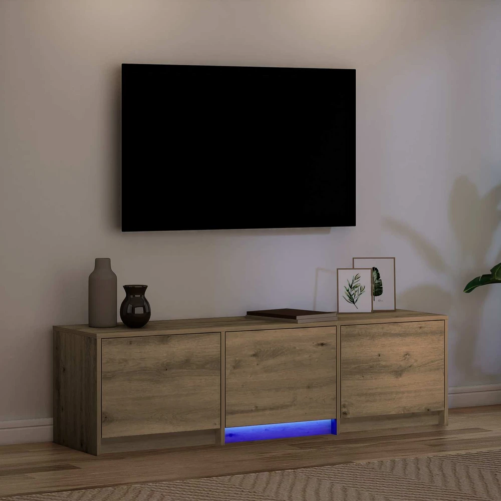 TV staliukas TV spintelė su LED 140 x 34 x 40 cm Meistrų ąžuolas