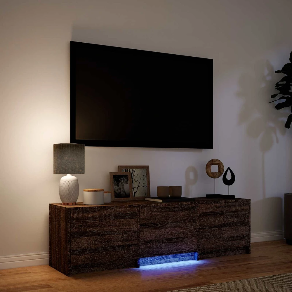 TV staliukas TV spintelė su LED 140 x 34 x 40 cm Rudas ąžuolas
