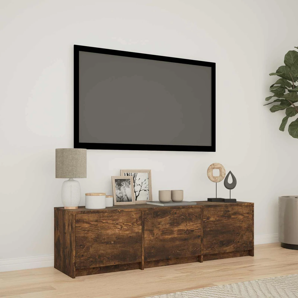 TV staliukas TV spintelė su LED 140 x 34 x 40 cm Rūkytas Ąžuolas