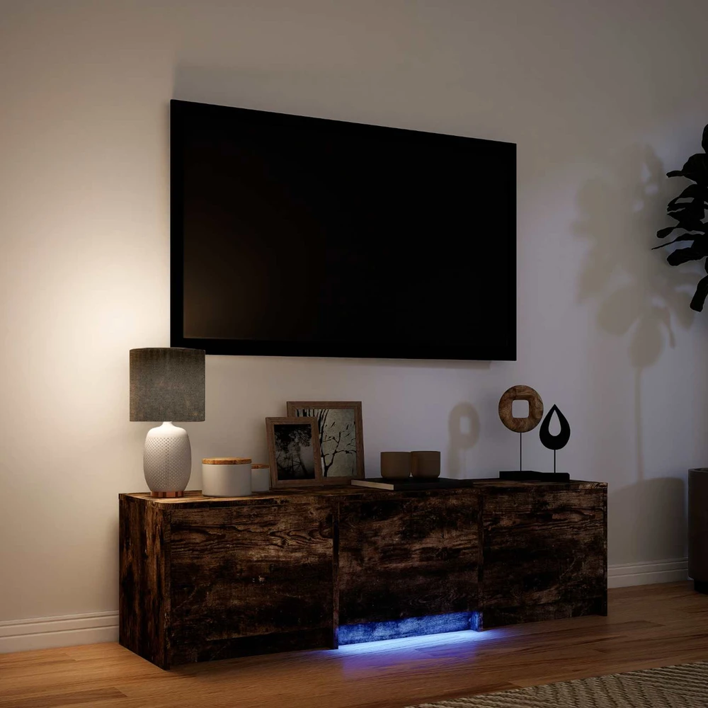 TV staliukas TV spintelė su LED 140 x 34 x 40 cm Rūkytas Ąžuolas