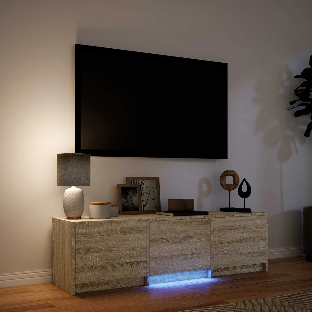 TV staliukas TV spintelė su LED 140 x 34 x 40 cm Sonoma ąžuolas