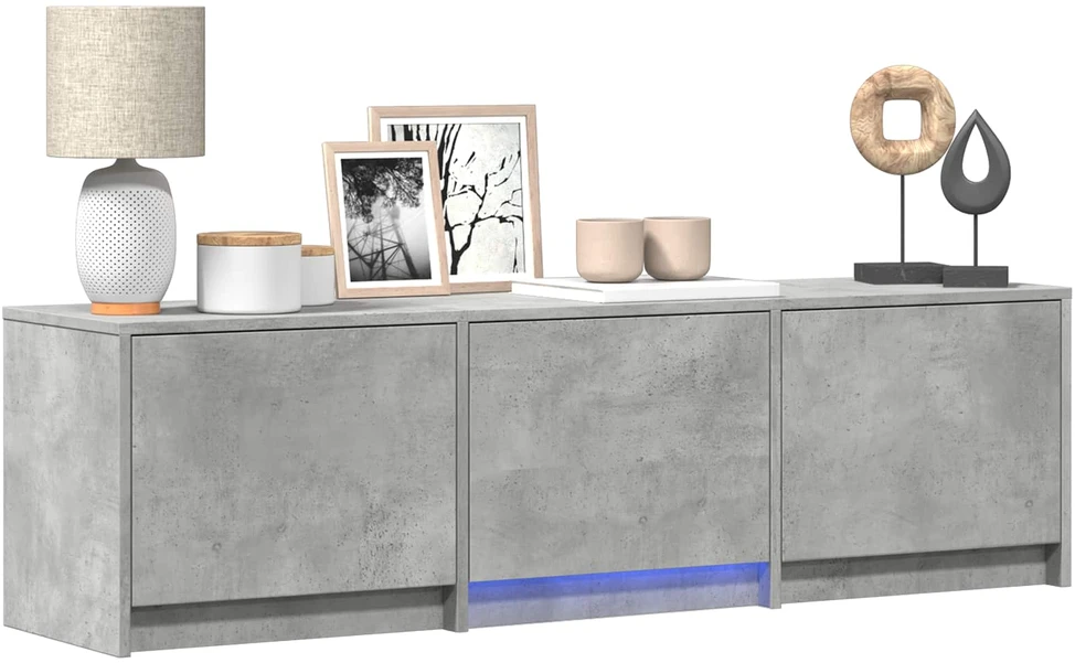 TV staliukas TV spintelė su LED 140x34x40 cm Betono Pilka Dirbtinė mediena