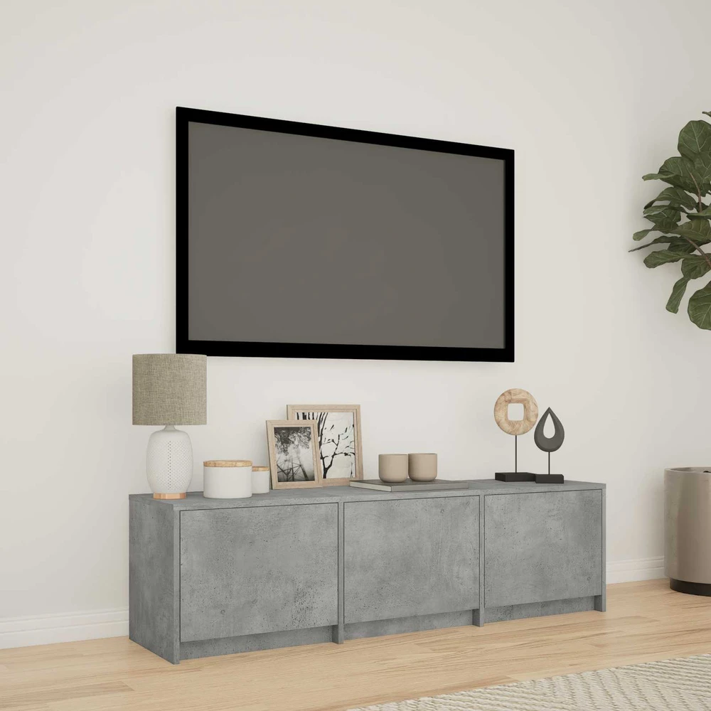 TV staliukas TV spintelė su LED 140x34x40 cm Betono Pilka Dirbtinė mediena