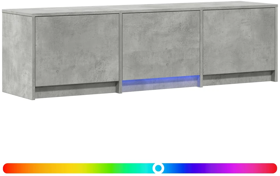 TV staliukas TV spintelė su LED 140x34x40 cm Betono Pilka Dirbtinė mediena