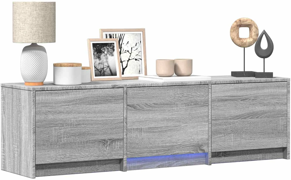 TV staliukas TV spintelė su LED 140x34x40 cm Pilka Sonoma Dirbtinė mediena