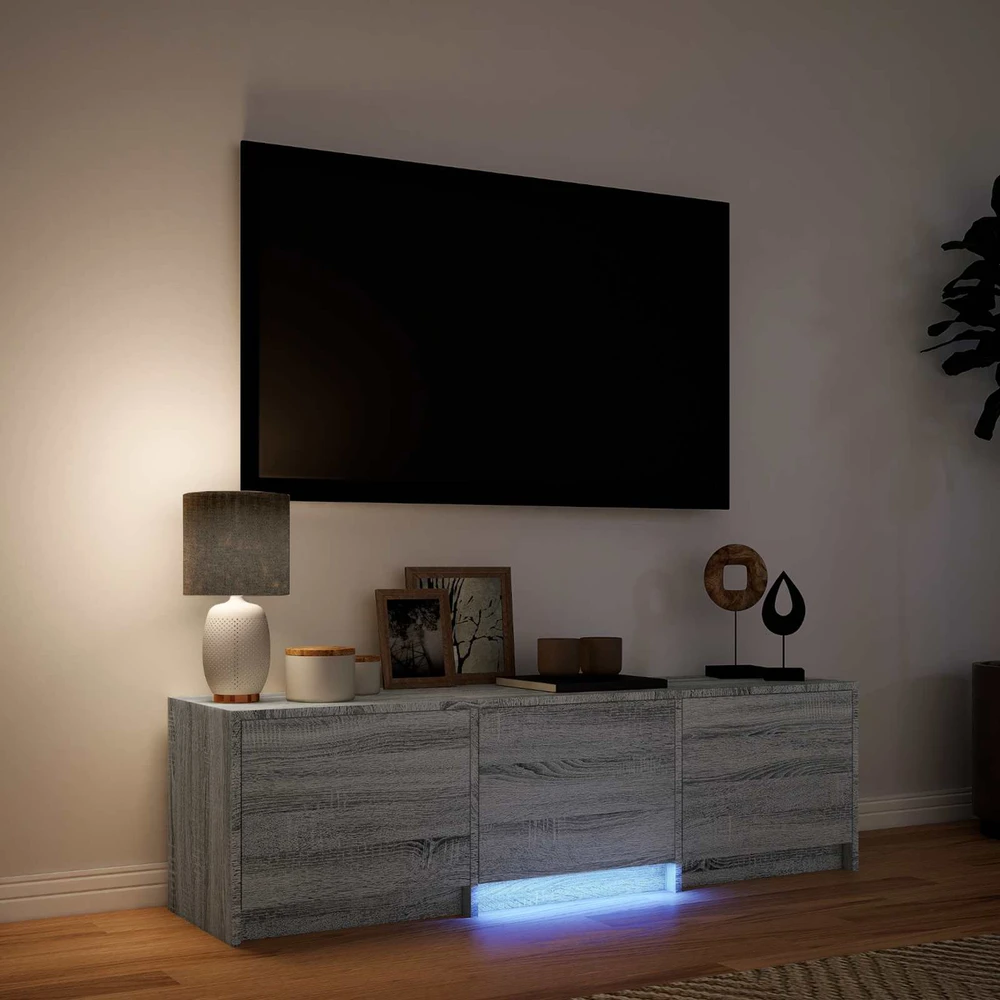 TV staliukas TV spintelė su LED 140x34x40 cm Pilka Sonoma Dirbtinė mediena