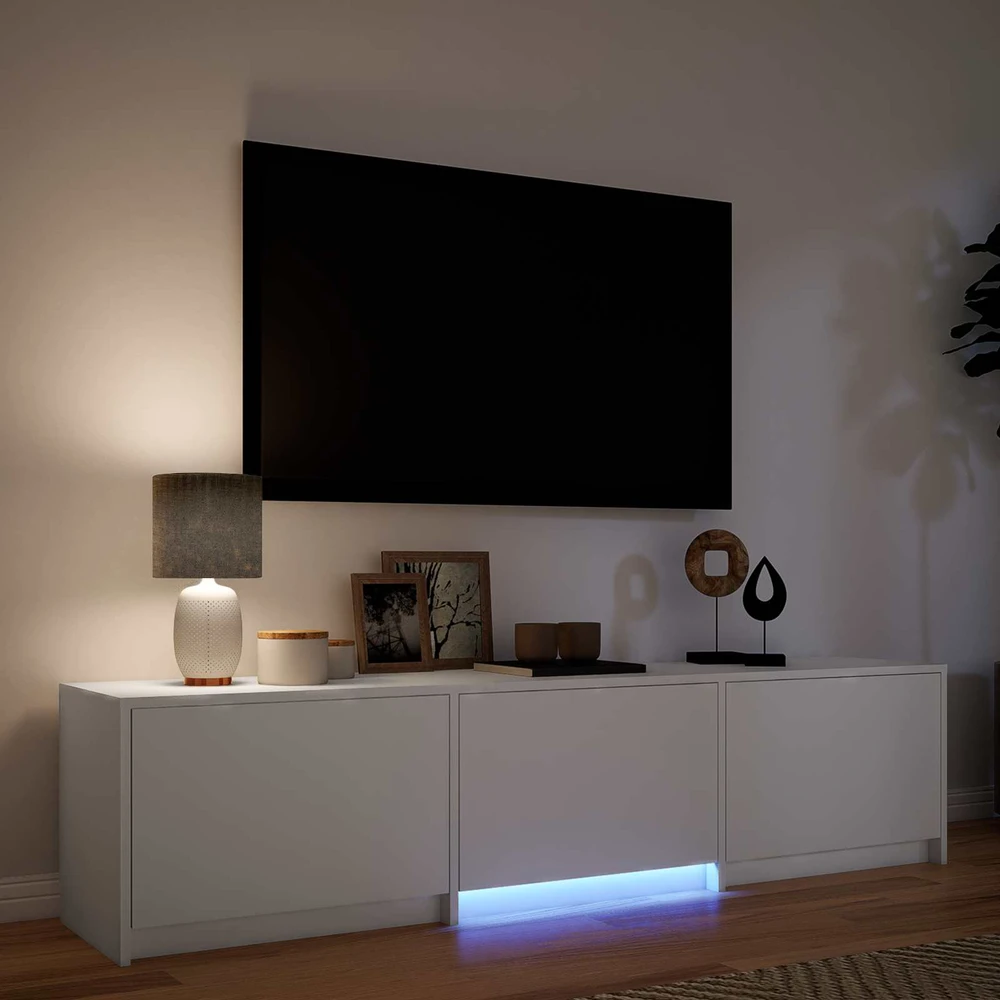 TV staliukas TV spintelė su LED 165 x 34 x 40 cm Baltas Dirbtinė mediena