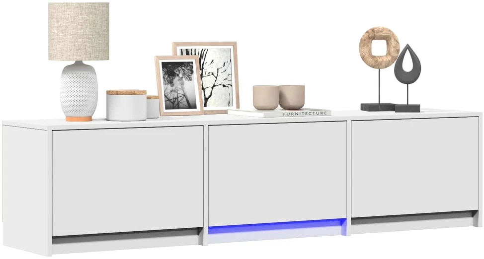 TV staliukas TV spintelė su LED 165 x 34 x 40 cm Baltas Dirbtinė mediena