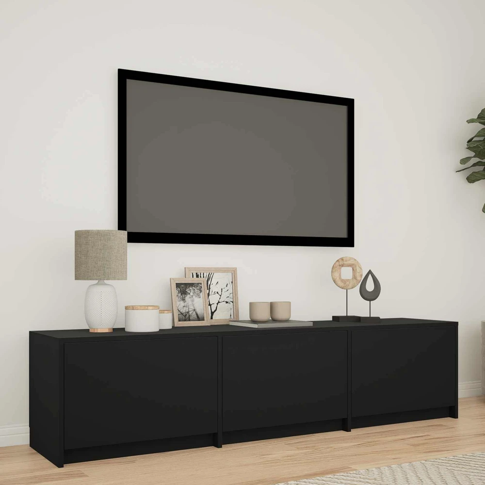 TV staliukas TV spintelė su LED 165 x 34 x 40 cm Juodas Dirbtinė mediena