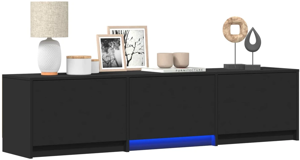TV staliukas TV spintelė su LED 165 x 34 x 40 cm Juodas Dirbtinė mediena