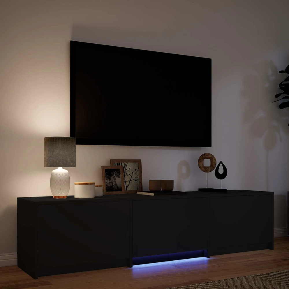 TV staliukas TV spintelė su LED 165 x 34 x 40 cm Juodas Dirbtinė mediena