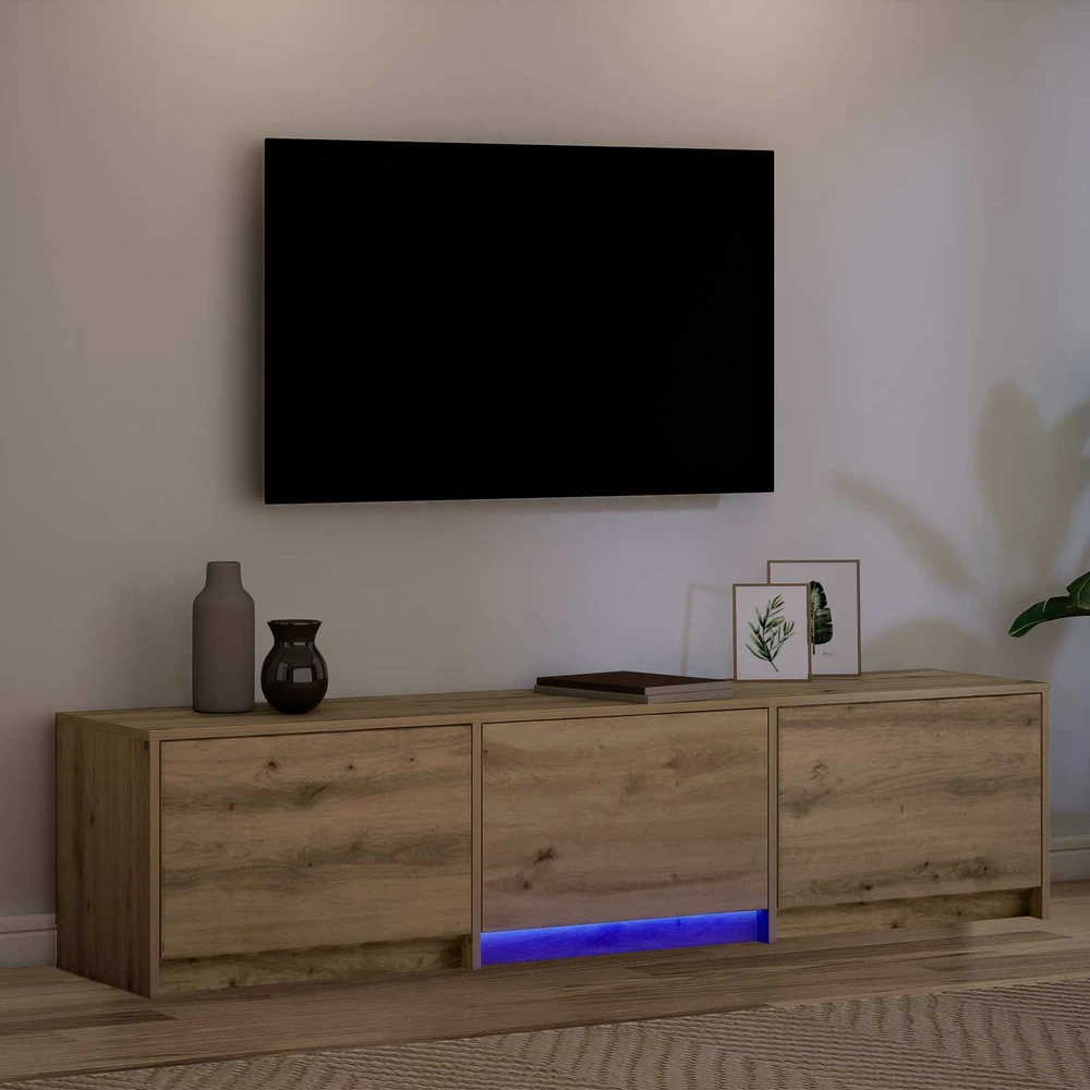 TV staliukas TV spintelė su LED 165 x 34 x 40 cm Meistrų ąžuolas