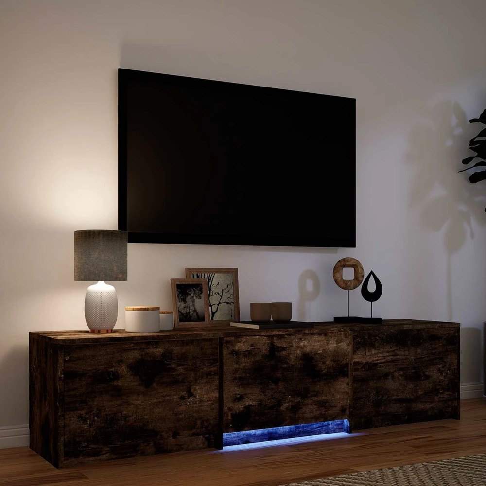 TV staliukas TV spintelė su LED 165 x 34 x 40 cm Rūkytas Ąžuolas