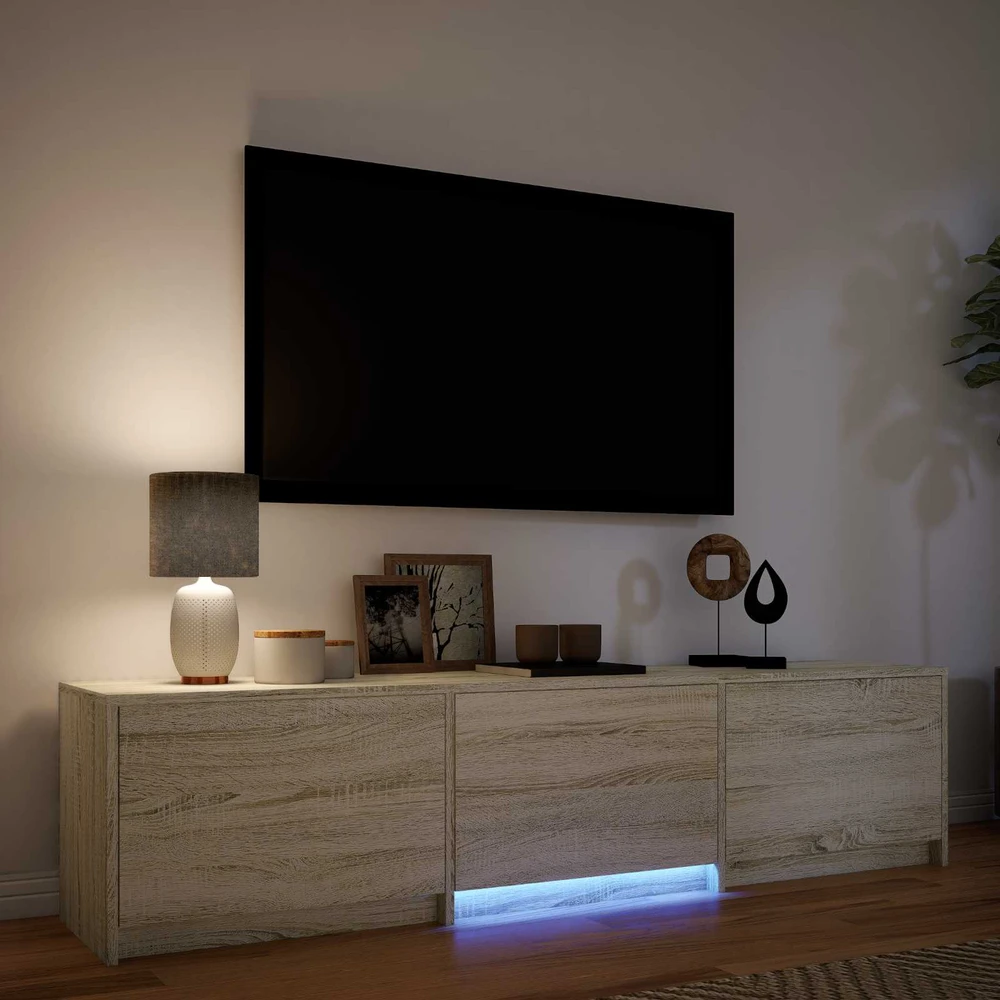 TV staliukas TV spintelė su LED 165 x 34 x 40 cm Sonoma ąžuolas