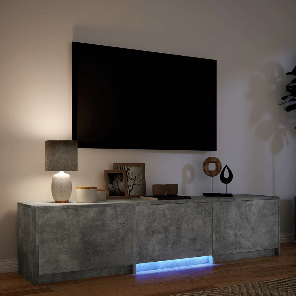 TV staliukas TV spintelė su LED 165x34x40 cm Betono Pilka Dirbtinė mediena