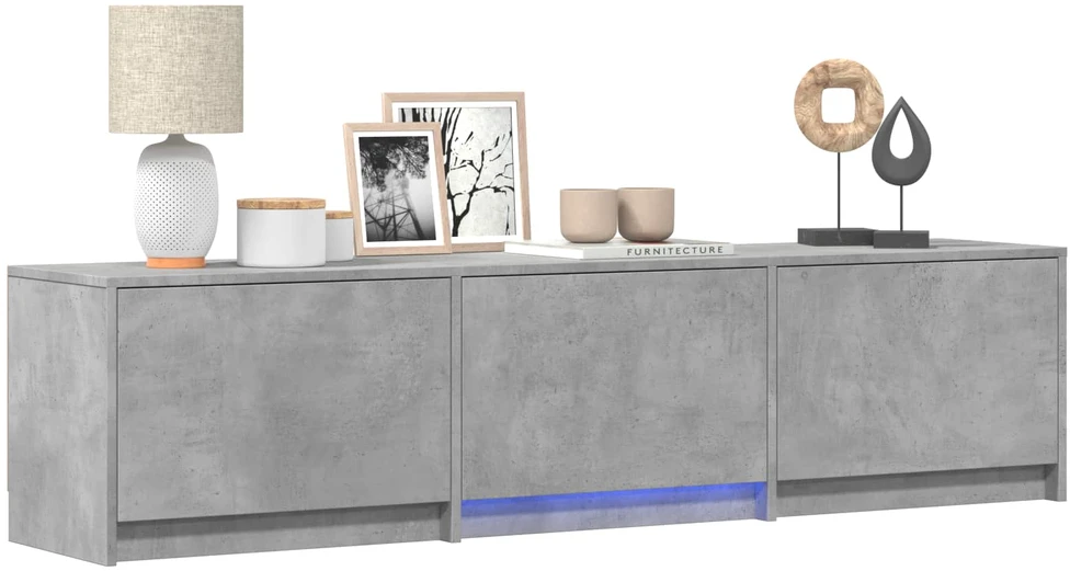 TV staliukas TV spintelė su LED 165x34x40 cm Betono Pilka Dirbtinė mediena