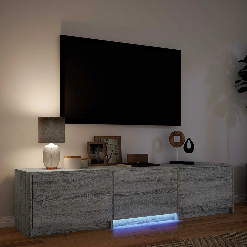 TV staliukas TV spintelė su LED 165x34x40 cm Pilka Sonoma Dirbtinė mediena