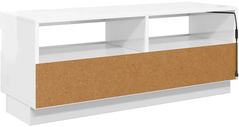 TV staliukas TV spintelė su LED apšvietimu, balta, 100x35x40cm, blizgi
