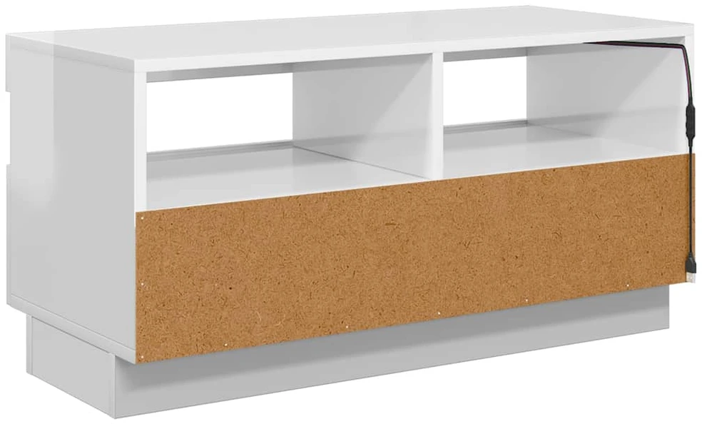 TV staliukas TV spintelė su LED apšvietimu, balta, 80x35x40cm, blizgi