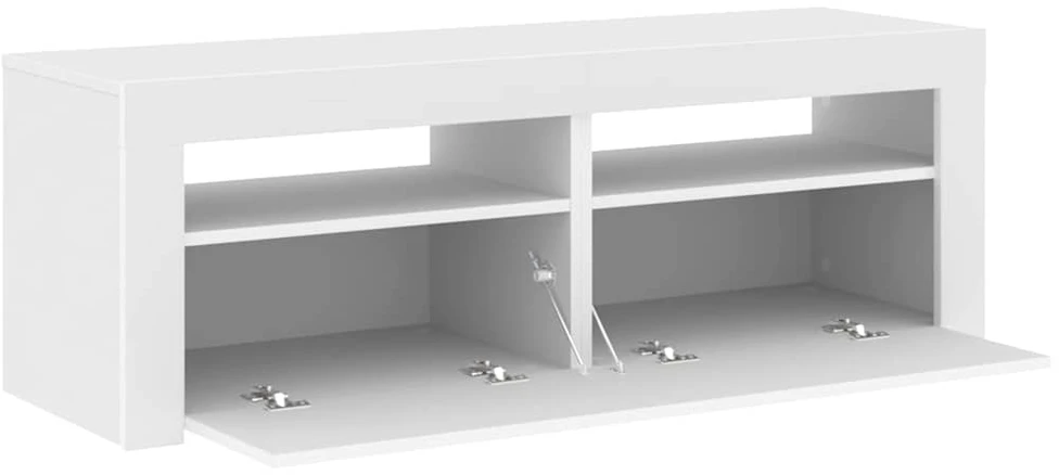 TV staliukas TV spintelė su LED apšvietimu, balta spalva, 120x35x40 cm