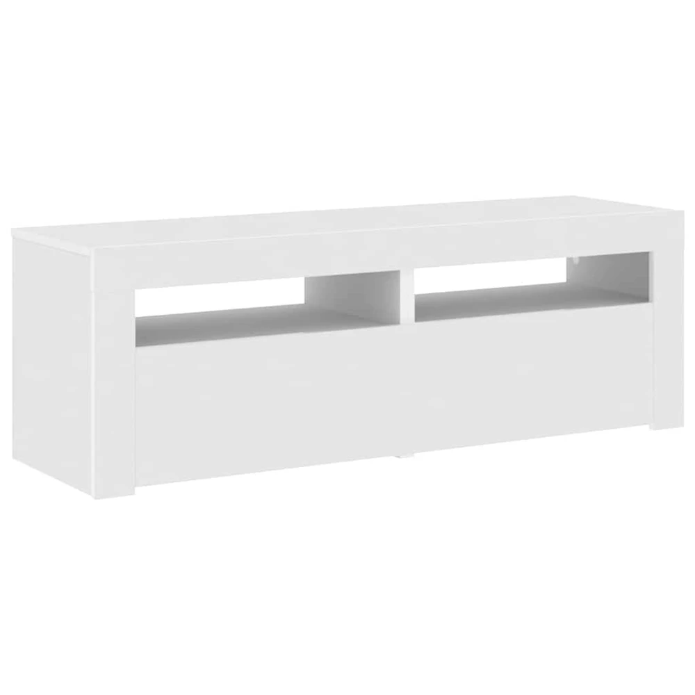 TV staliukas TV spintelė su LED apšvietimu, balta spalva, 120x35x40 cm