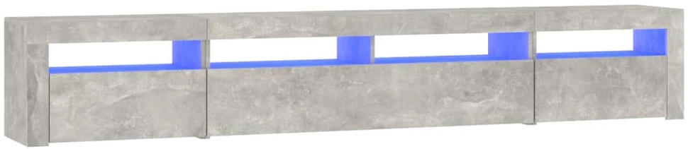TV staliukas TV spintelė su LED apšvietimu, betono pilka, 240x35x40cm