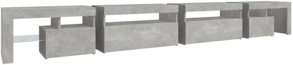 TV staliukas TV spintelė su LED apšvietimu, betono pilka, 290x36,5x40cm
