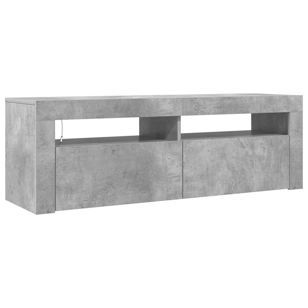 TV staliukas TV spintelė su LED apšvietimu, betono pilka, 120x35x40 cm