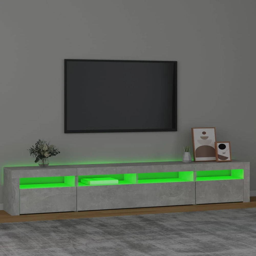 TV staliukas TV spintelė su LED apšvietimu, betono pilka, 240x35x40cm