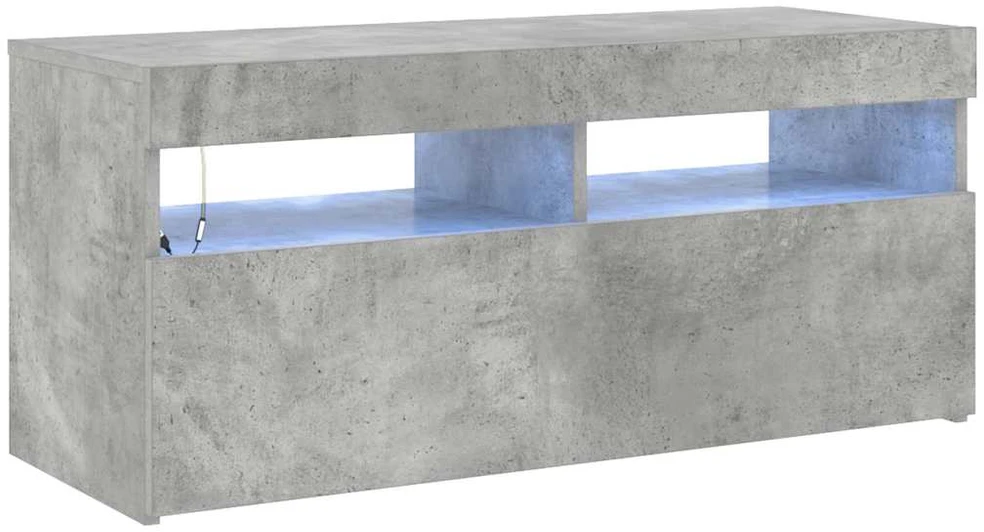 TV staliukas TV spintelė su LED apšvietimu, betono pilka, 90x35x40cm