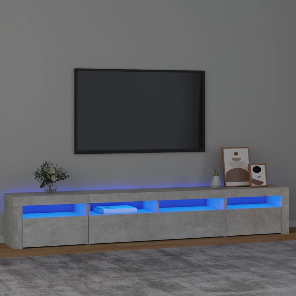 TV staliukas TV spintelė su LED apšvietimu, betono pilka, 240x35x40cm