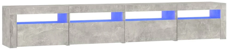 TV staliukas TV spintelė su LED apšvietimu, betono pilka, 240x35x40cm