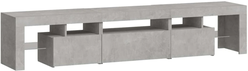 TV staliukas TV spintelė su LED apšvietimu, betono pilka, 200x36,5x40cm
