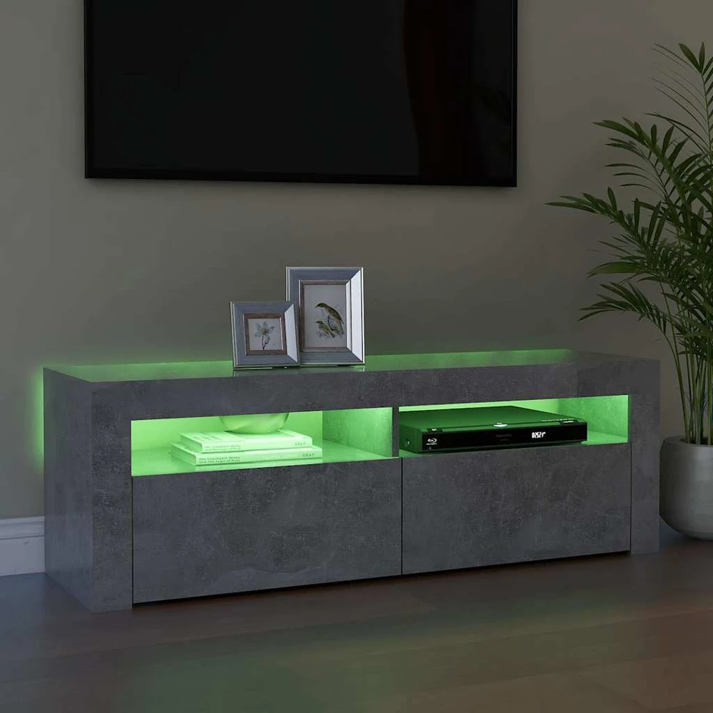 TV staliukas TV spintelė su LED apšvietimu, betono pilka, 120x35x40 cm