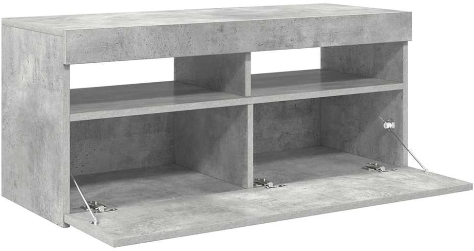 TV staliukas TV spintelė su LED apšvietimu, betono pilka, 90x35x40cm