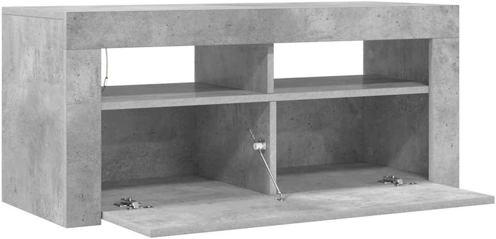 TV staliukas TV spintelė su LED apšvietimu, betono pilka, 90x35x40cm