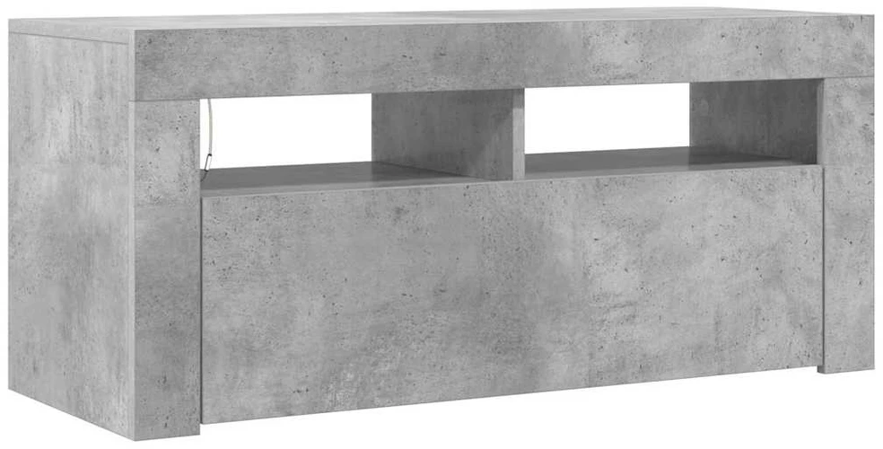 TV staliukas TV spintelė su LED apšvietimu, betono pilka, 90x35x40cm