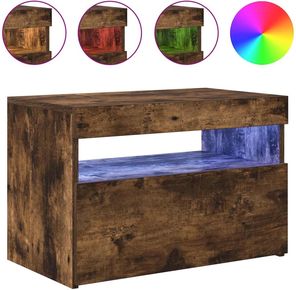 TV spintelė su LED apšvietimu, dūminio ąžuolo, 60x35x40cm