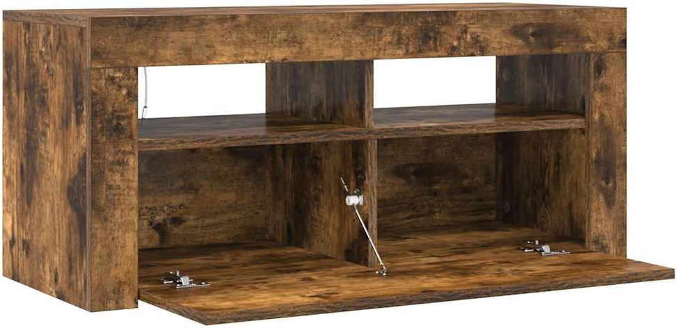 TV staliukas TV spintelė su LED apšvietimu, dūminio ąžuolo, 90x35x40cm