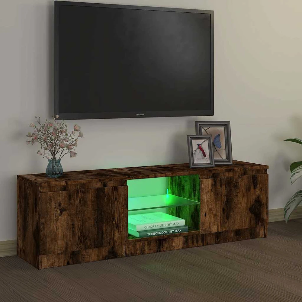 TV staliukas TV spintelė su LED apšvietimu, dūminio ąžuolo, 120x30x35,5cm