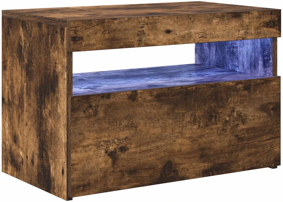 TV spintelė su LED apšvietimu, dūminio ąžuolo, 60x35x40cm