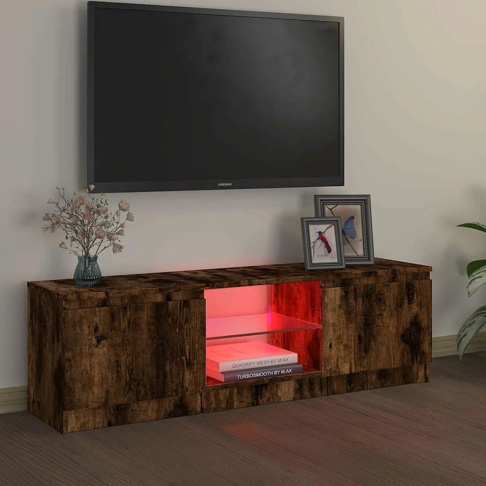 TV staliukas TV spintelė su LED apšvietimu, dūminio ąžuolo, 120x30x35,5cm