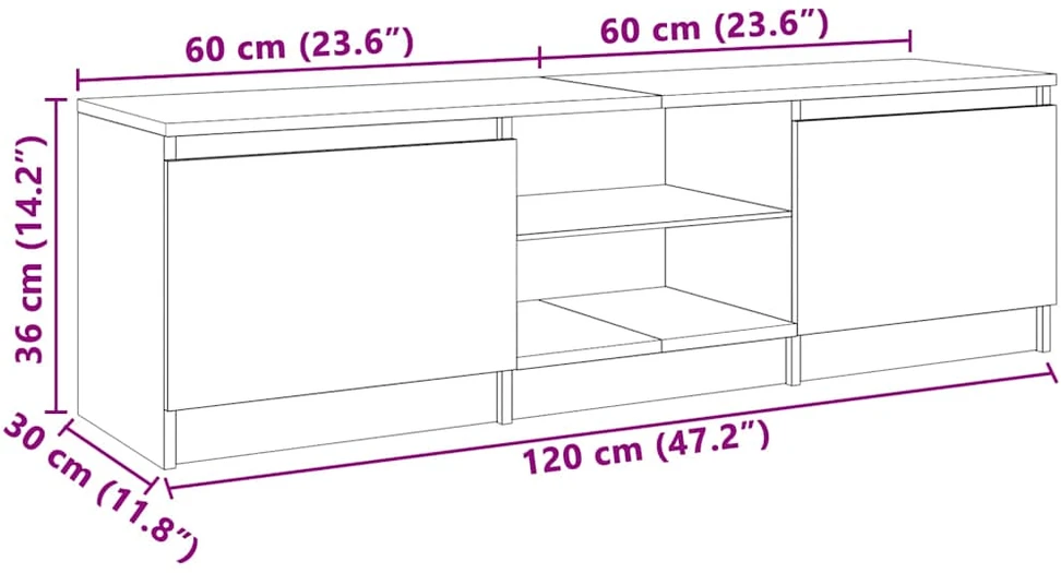 TV staliukas TV spintelė su LED apšvietimu, dūminio ąžuolo, 120x30x35,5cm